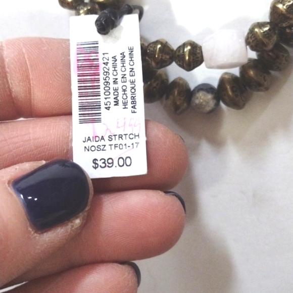 💥CLEARANCE💥CHICO'S BRONZE BEADED DOUBLE 2 SEPARATE STRETCH BRACELETS - NWT - Picture 4 of 8